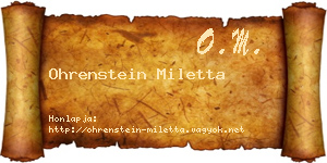 Ohrenstein Miletta névjegykártya